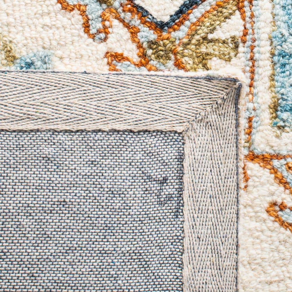 Ivory and Rust Hand-Tufted Wool Square Area Rug
