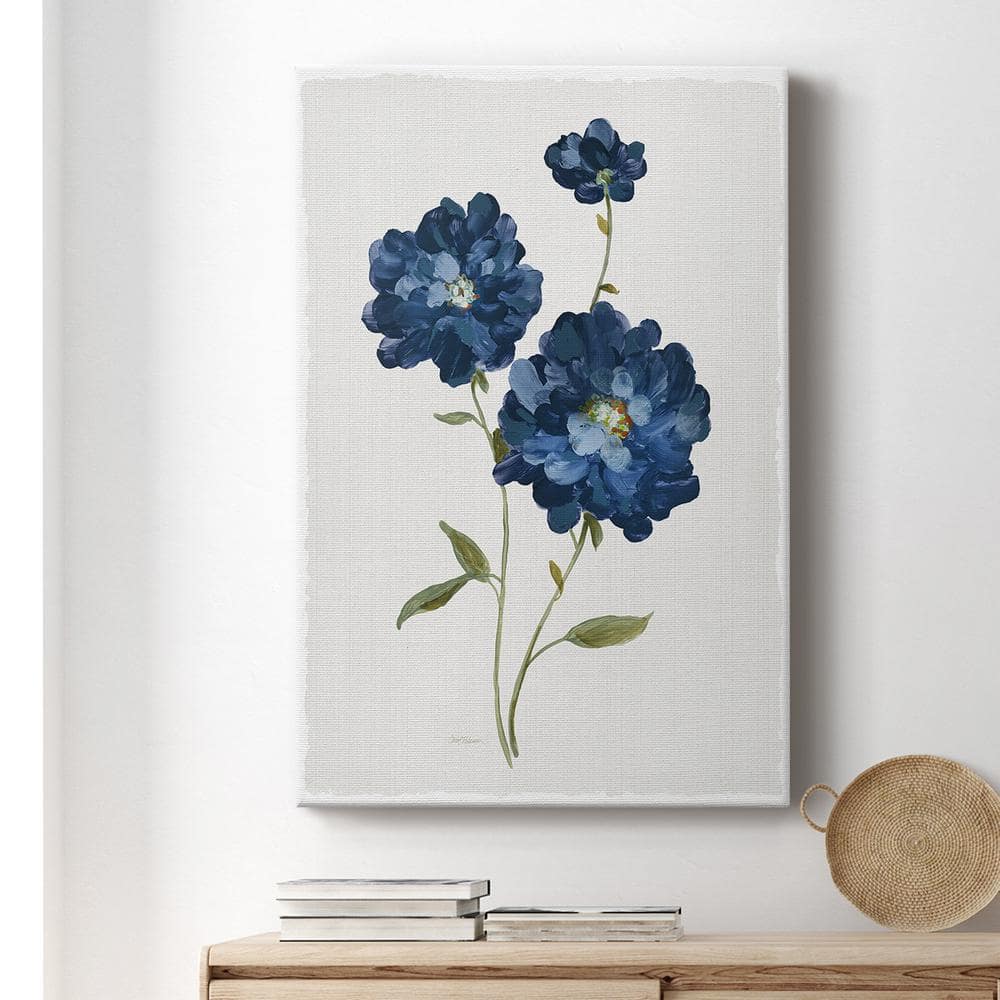Blue Mums White Canvas Unframed Wall Art 12 x 18