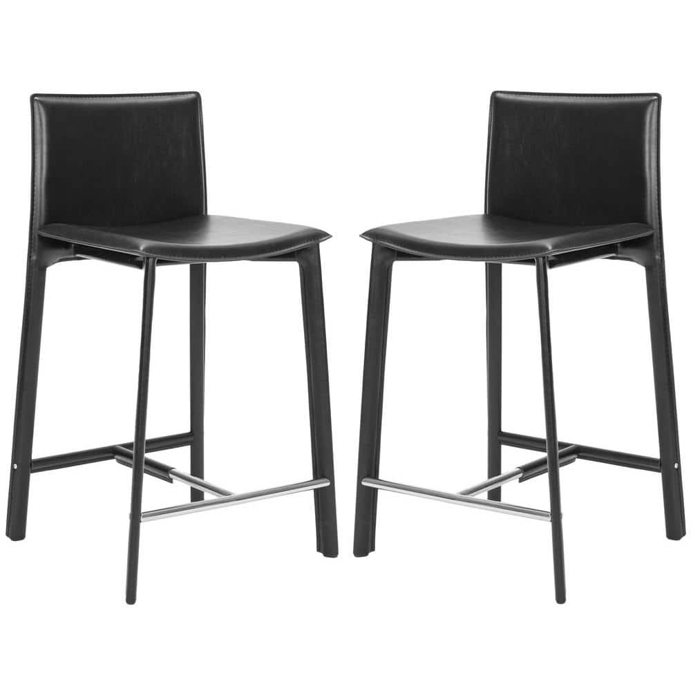 SAFAVIEH 24 in. Black Cushioned Bar Stool (Set of 2) FOX2005B