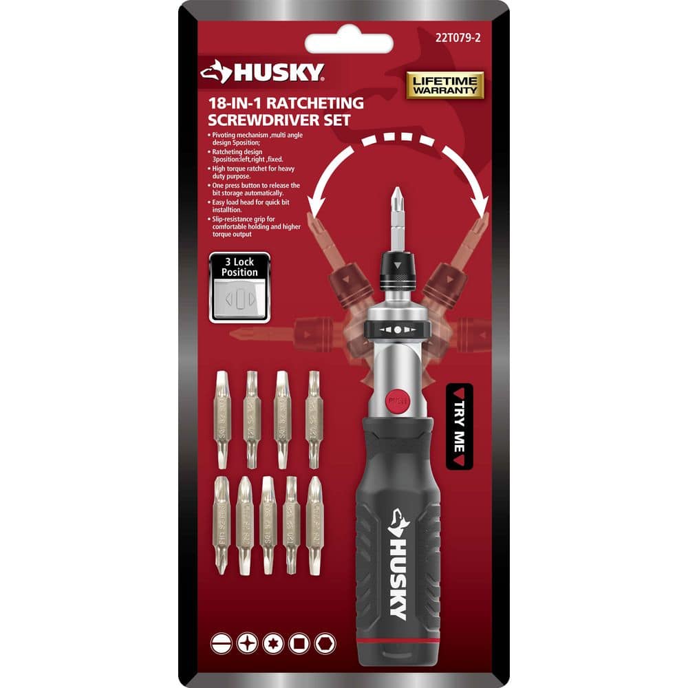 Ratcheting Pivot Head Screwdriver (16-Piece)
