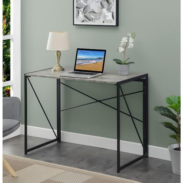 StyleWell 43 in. Rectangular Black Metal Folding Writing Desk with Grey  Wood Top TB20110 - The Home Depot