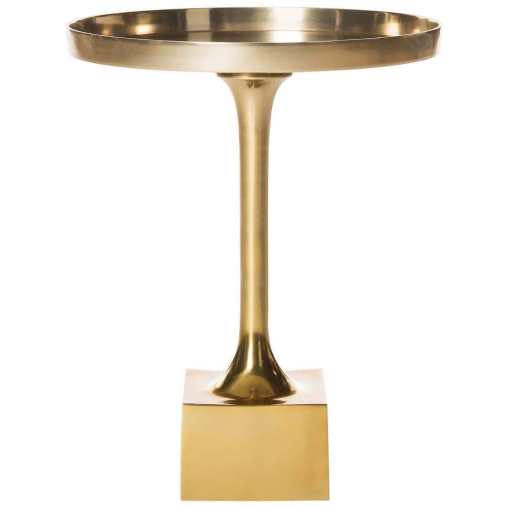 Corvus 16" Antique Brass Round Metal Side Table
