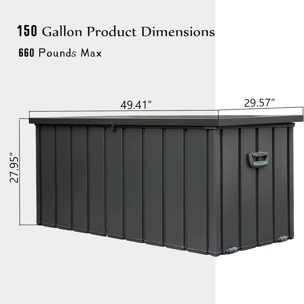 Zeus & Ruta 150 Gal. Dark Gray Steel Outdoor Storage Deck Box