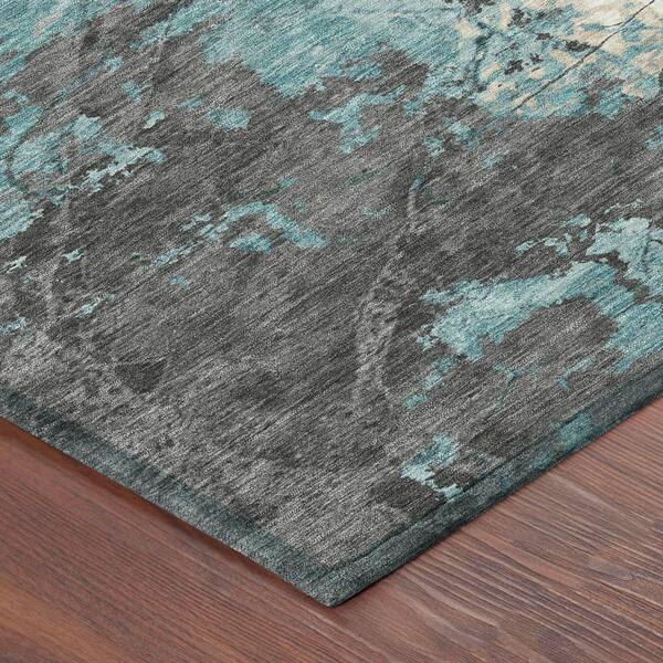 Chantille Machine Washable Indoor/Outdoor Abstract ACN2431 Teal 2 ft. x 7 ft. Runner Rug