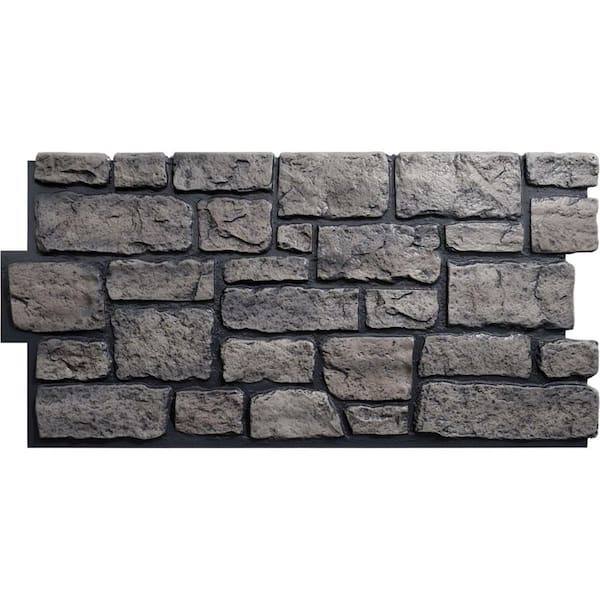 EverStone Cobblestone Faux Stone Panel, 48"W x 23 3/4"H x 1 1/8"D, Lunar Color