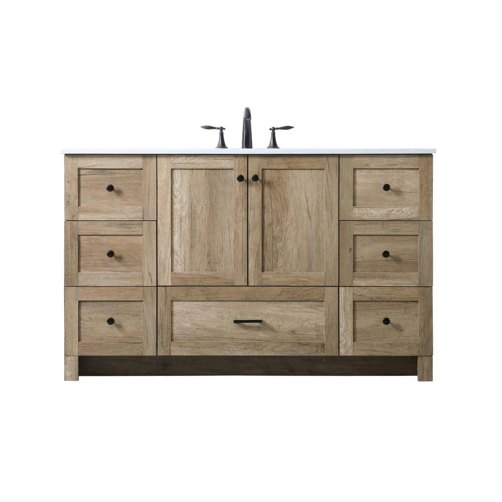 54 in. W x 19 in. D x 34 in. H Bath Vanity in Natural Oak with Ivory White Engineered Marble Top price history on PriceWatchPro