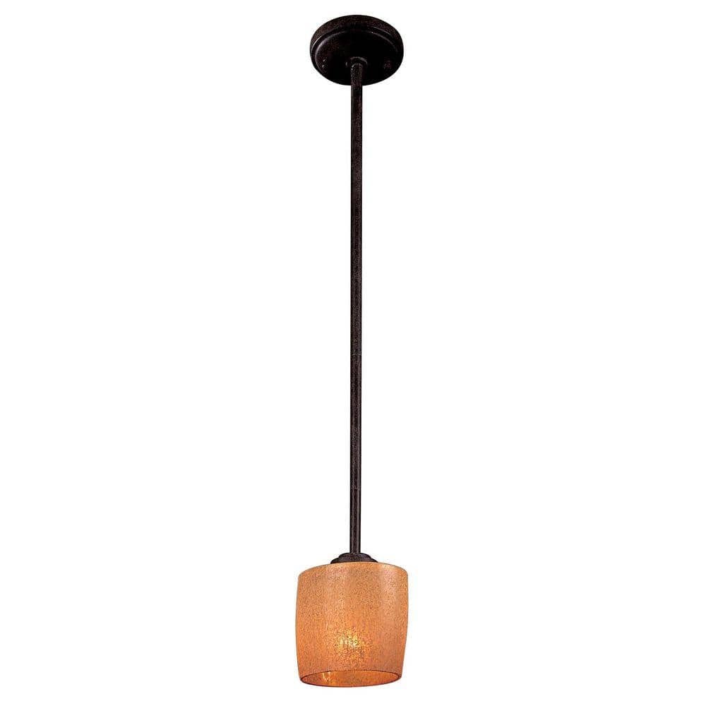 Iron Oxide Copper Mini Pendant with Venetian Scavo Glass Shade
