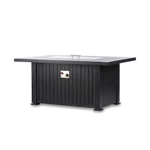 Liheia 52 in. x 35 in. Aluminum Rectangle Propane Fire Pit Table in Black