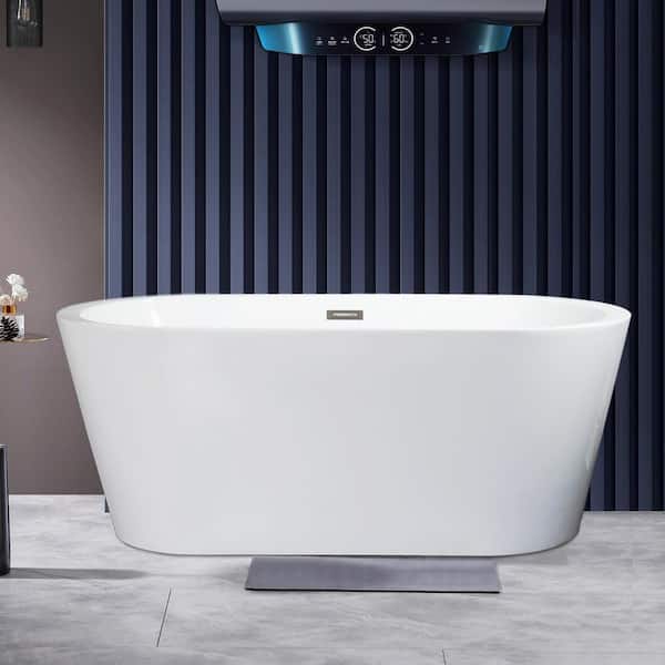 Satico 67 in. Excellent Acrylic Flatbottom Non-Whirlpool Bathtub Soaking SPA Tub in White