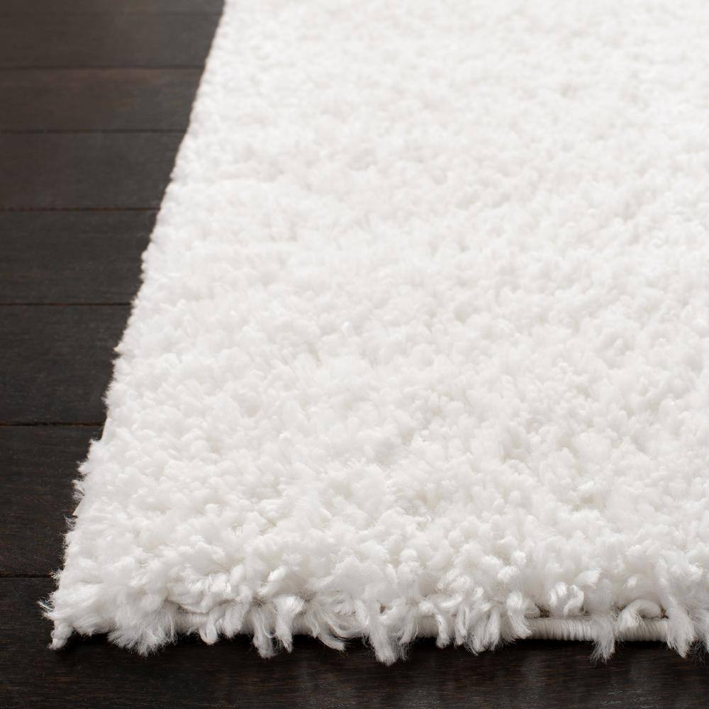 Luxe White Shag 3' x 5' Synthetic Rectangular Rug