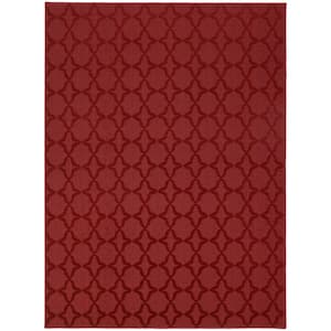 Sparta Chili Red 8 ft. x 10 ft. Casual Tuffted Solid Color Trellis Polypropylene Area Rug