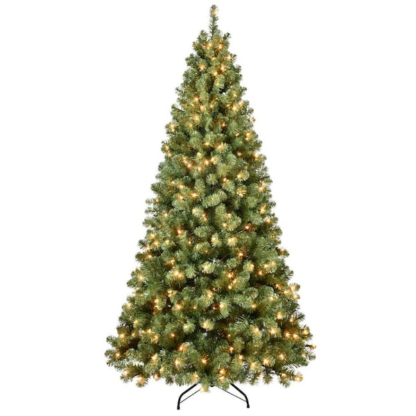 7 ft. Pre-Lit Artificial Christmas Tree with 400 UL Lights, 1072 Tips and Stable Metal Stand
