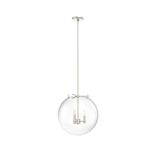 Hunter Sacha 3 Light Brushed Nickel Island Pendant Light with Glass Shade Kitchen Light