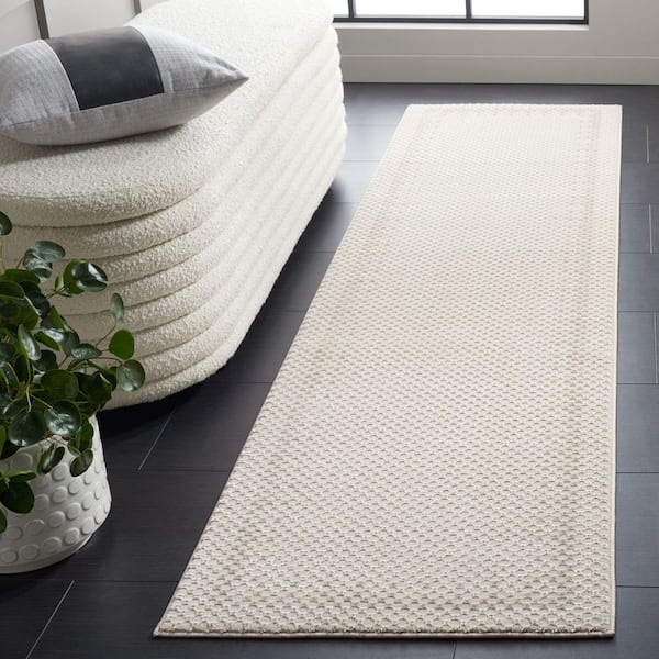 Continental 2 ft. x 8 ft. Ivory/Beige Border Latticework Runner Rug
