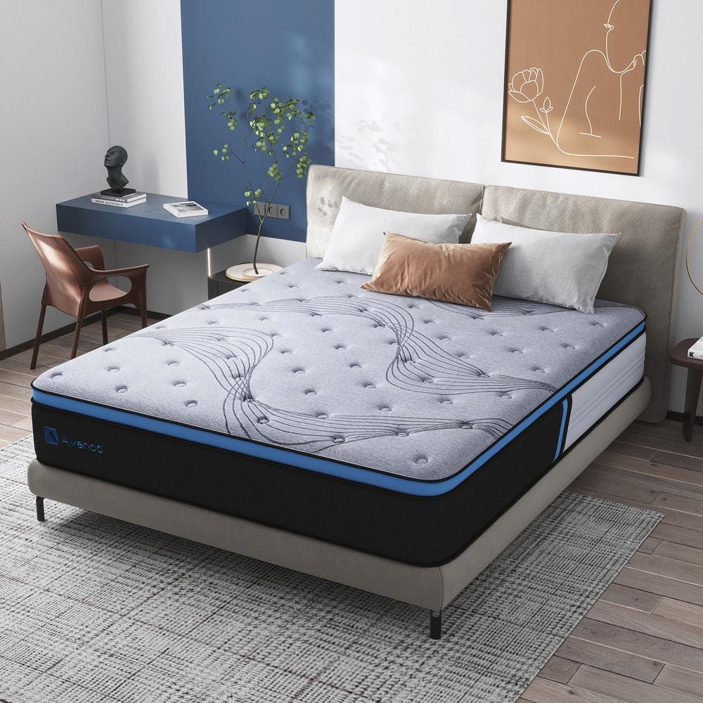 Avenco 12 in. Medium Hybrid Gel Foam Mattress，Pillow Top Queen