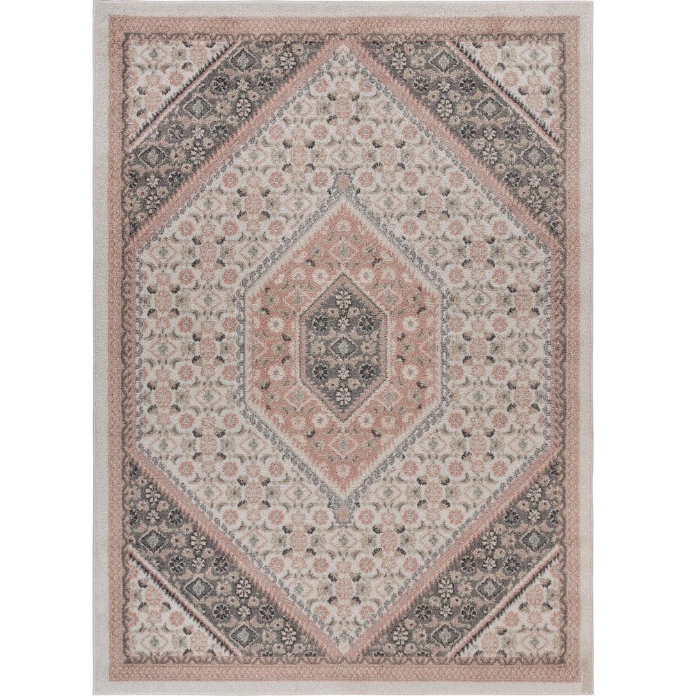 Asher Traditional Ivory/Blush 5 ft. 2 in. x 7 ft. 2 in. Medallion Polypropy