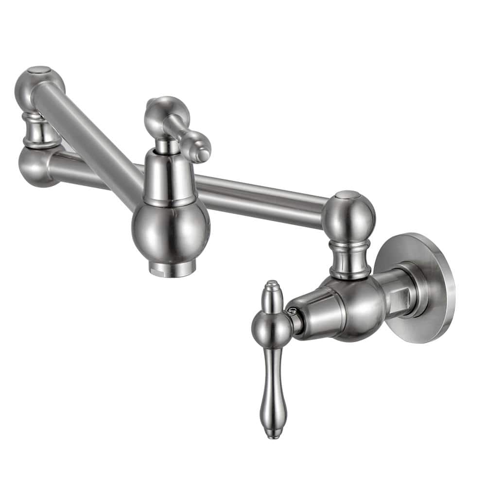 Logmey Wall Mounted Pot Filler Faucet with Double Joint Swing Arms in  Brushed LM-RQ002RSS - The Home Depot