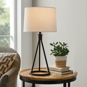 Higgins 23.75 in. Black Tripod Table Lamp with Round Base