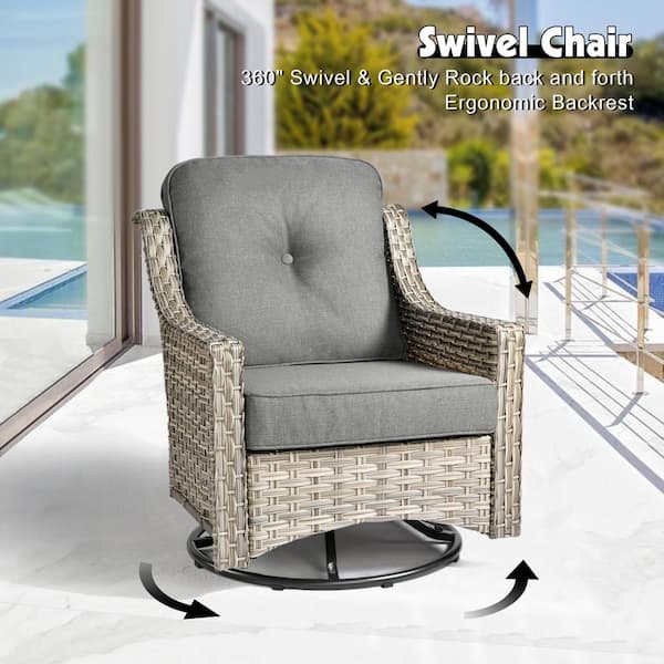 Toject Eureka Grey 3-Piece Wicker Outdoor Patio Conversation