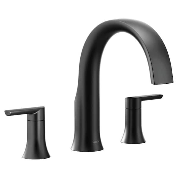 Doux 2-Handle Deck Mount Roman Tub Faucet Trim Kit in Matte Black (Valve Not Included)
