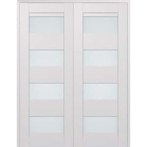 Della 36 in. x 80 in. Both Active 4-Lite Frosted Glass Bianco Noble Wood Composite Double Prehung French Door