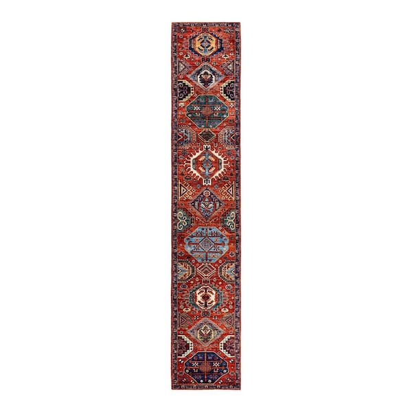Solo Rugs Serapi One-of-a-Kind Traditional Orange 2 ft. x 14 ft. Runner Hand Knotted Tribal Area Rug
