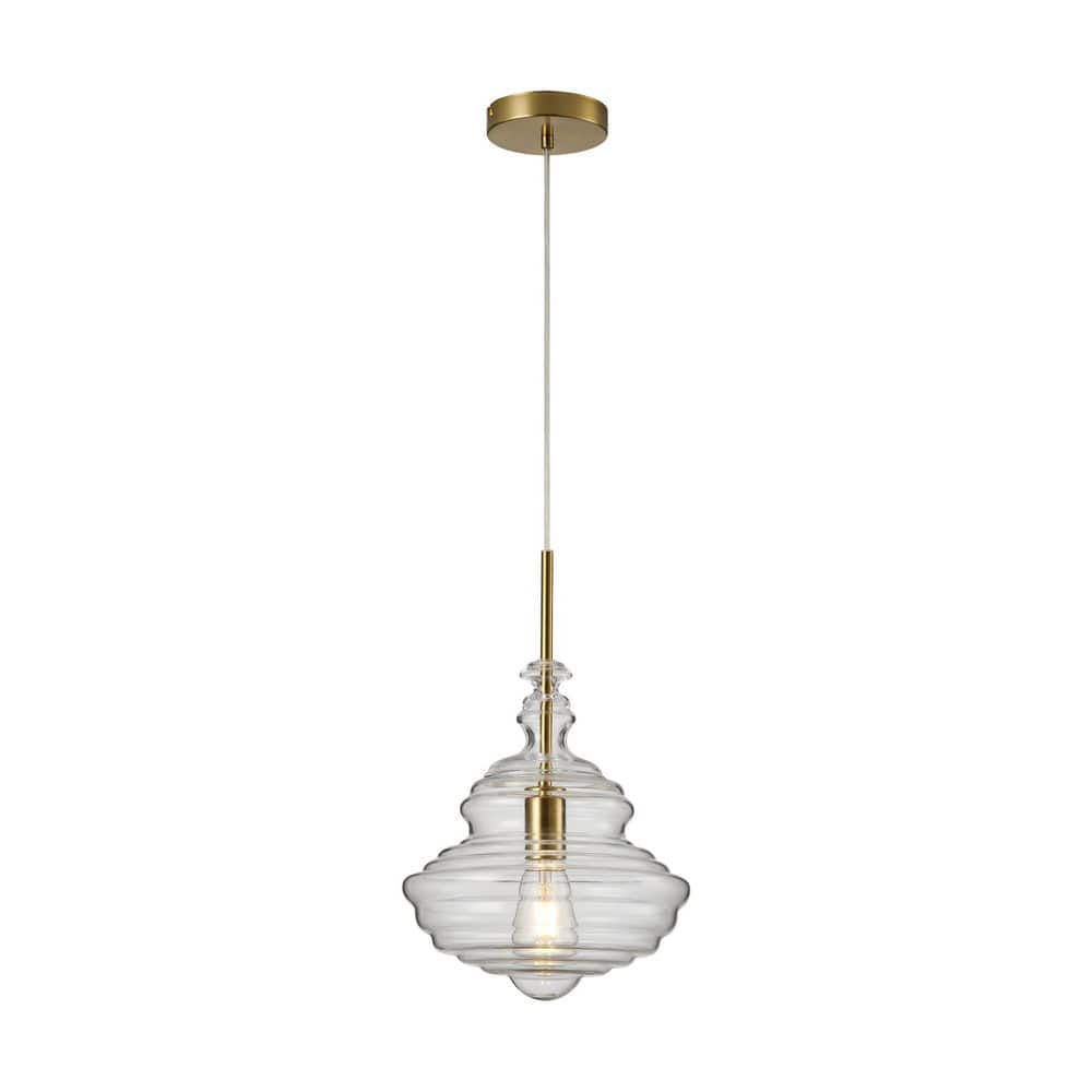 40-Watt 1 Light Modern Gold Adjustable Length Pendant Light with Clear Glass Shade for Living Room, No Bulbs Included price history on PriceWatchPro