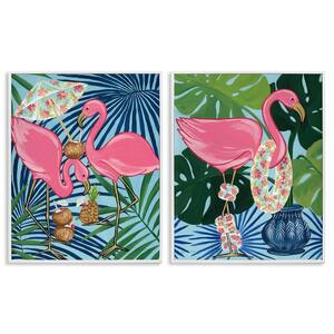 Happy Hour Flamingos by Yvette St. Amant 2-Pieces White Framed Animal Giclee Art Print 20 in. x 16 in.