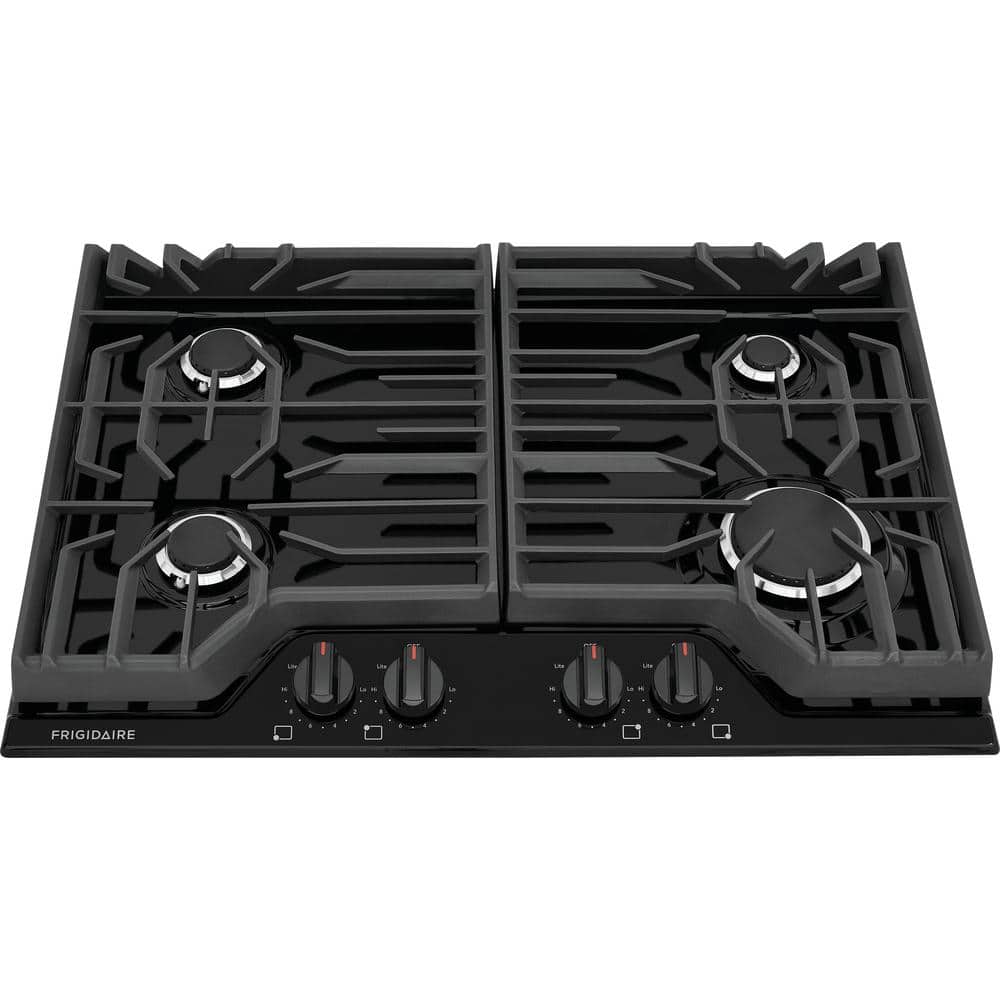 30 Inch Black Cast Iron Gas Cooktop with 4 Burners
