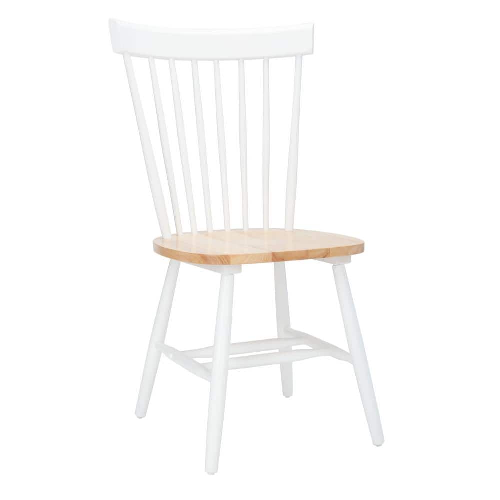 Windsor White/Natural Malaysian Oak Spindle Side Chair, Set of 2