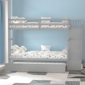 Gray Twin Bunk Bed with Trundle
