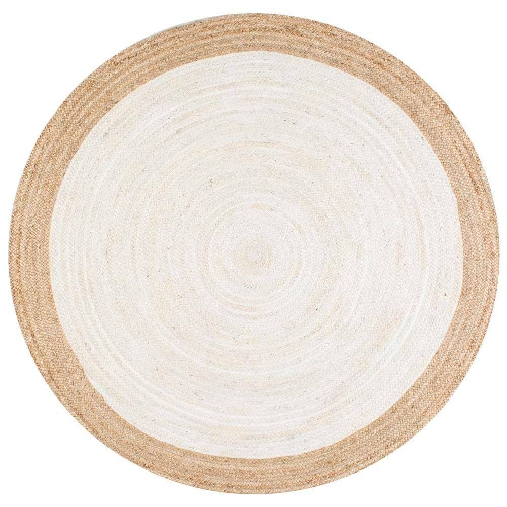 Elanora Farmhouse Bordered Jute White 5 ft. x 8 ft. Indoor Oval Rug price history on PriceWatchPro