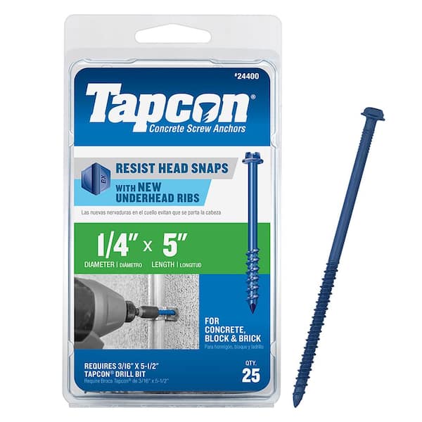 Tapcon 1/4 in. x 5 in. Hex-Washer-Head Concrete Anchors (25-Pack)