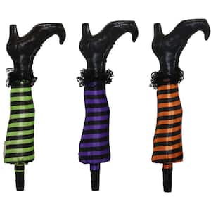 19 in. Battery Operated Light-Up LED Staked Witch Legs Halloween Prop (Set of 3)