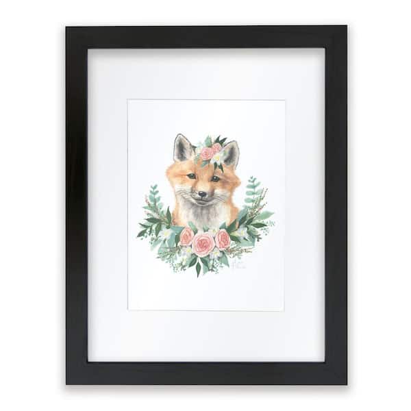 Unbranded Woodland Littles 1 "Fox" by Alyssa Lewis Individual Black Framed with Mat Animal Art Print 24 in. x 18 in.