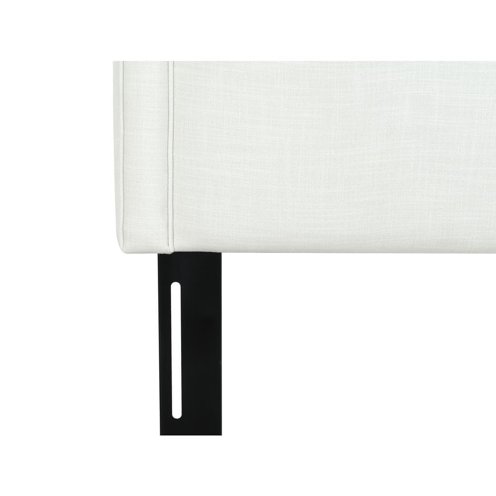 Antique White Upholstered Queen Headboard with Birch Frame