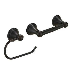 2-Piece Bath Hardware Set Accessories with Towel Bar, Toilet Paper Holder and Towel Ring in Oil Rubbed Bronze