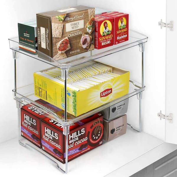  mDesign Slim 2-Tier Household Stackable Storage Shelf