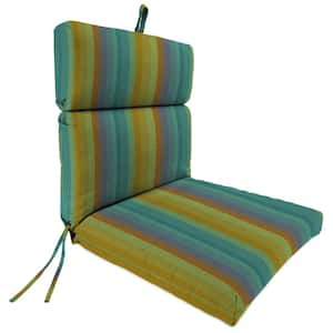 Sunbrella 22" x 44" Astoria Lagoon Multicolor Stripe Rectangular French Edge Outdoor Chair Cushion