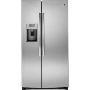 Ge 25 3 Cu Ft Side By Side Refrigerator In Stainless Steel Energy Star Gse25gshss The Home Depot