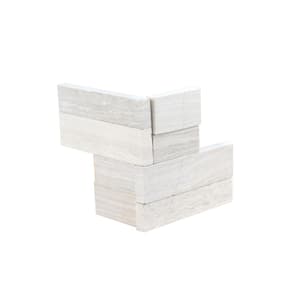 White Oak 3D Mini Ledger Corner 4.5 in x 4.5 in. Honed Marble Wall Tile (5 sq. ft./case)