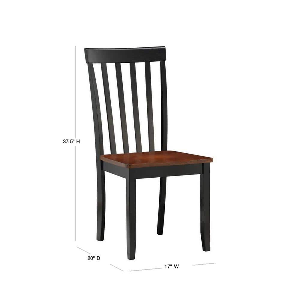 Black and Cherry Wood Transitional Side Chair Set