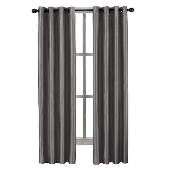 Unbranded Pewter Striped Blackout Curtain - 50 in. W x 132 in. L