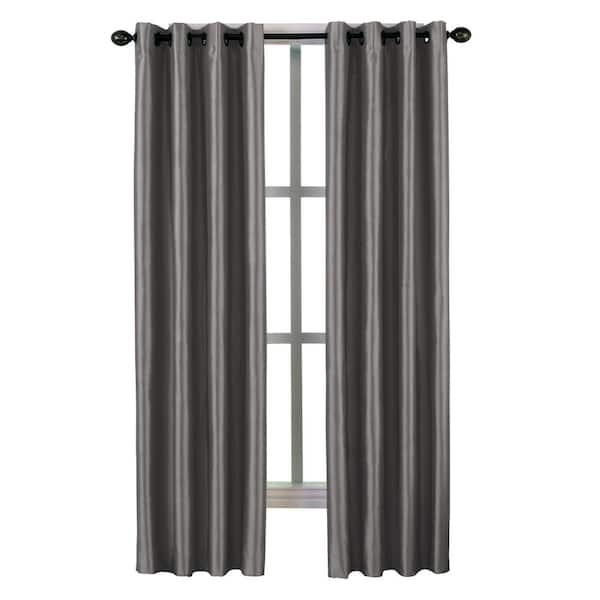 Unbranded Pewter Striped Blackout Curtain - 50 in. W x 120 in. L