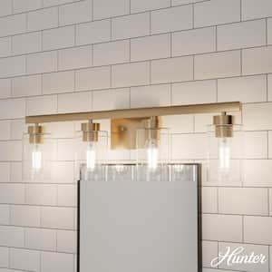 Hartland 30.75 in. 4-Light Alturas Gold Vanity Light with Clear Seeded Glass Shades