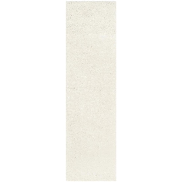 SAFAVIEH Athens Shag White 2 ft. x 10 ft. Solid Runner Rug