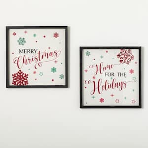 20 in. x 20 in. Holiday Snowflake Decorative Sign - Set of 2; Multicolored