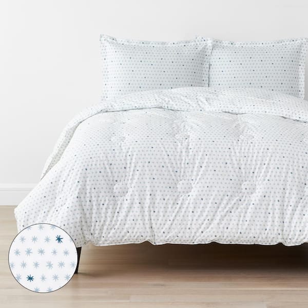 Company Kids by The Company Store Company Kids Ditsy Stars Blue Organic Cotton Percale Twin Comforter Set