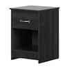 Front-three-quarter view of the gray oak nightstand.
