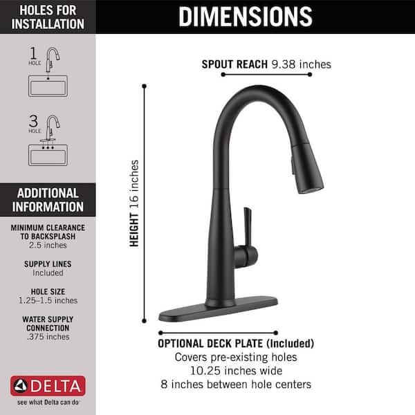 Delta Essa Touch2O Matte Black 1-Handle Deck-Mount Pull-Down Touch Kitchen Faucet (Deck Plate Included) Delta Essa Touch2O Matte Black 1-Handle Deck-Mount Pull-Down Touch Kitchen Faucet (Deck Plate Included)